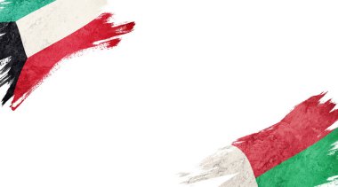 Beyaz Arkaplanda Kuveyt ve Madagaskar Bayrakları